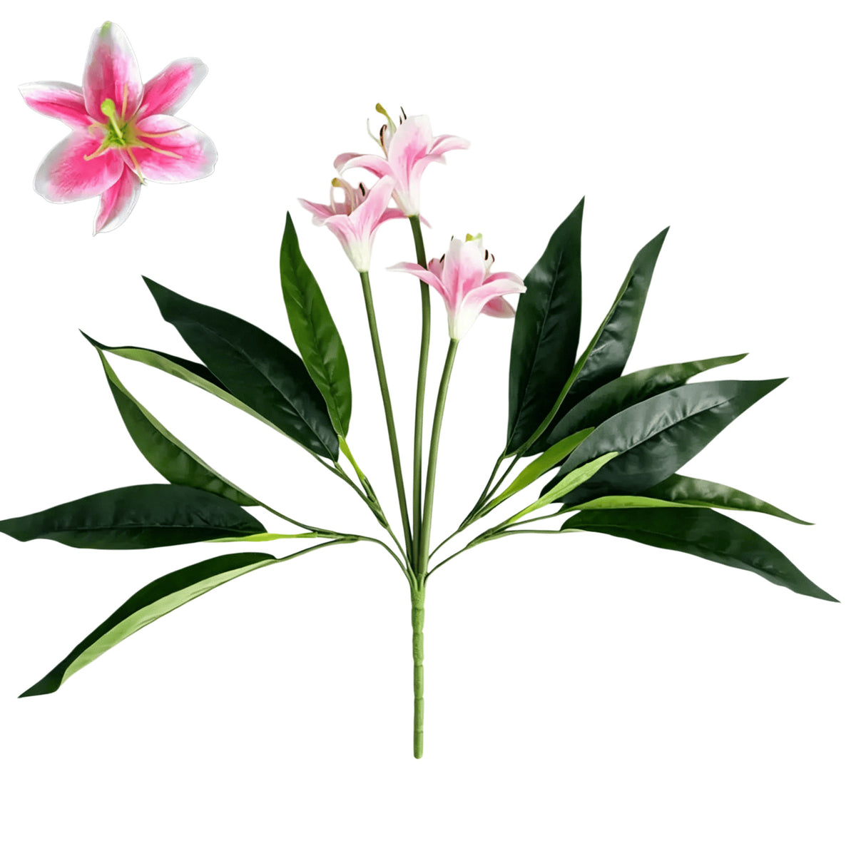 Künstliche Lilienstrauß, 3 Blüten, UV-beständig für Innen- und Außenbereich