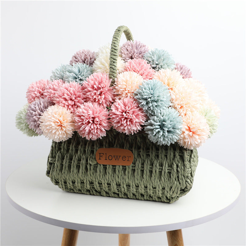 Künstliche Pompon-Chrysantheme, 10 Einzelstiele mit je 1 Blüte, Stoffblüten in Macaron-Farben, für Hochzeit & Dekoration