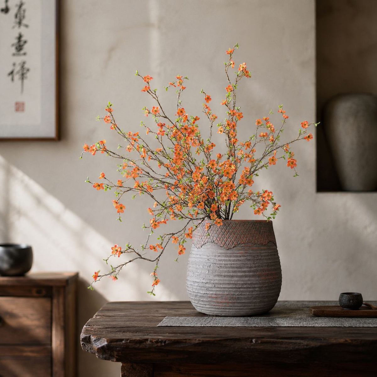 Künstliche Chimonanthus-Blume, einzelner Stiel mit 88 Blüten, 110 cm, PU-Material, moderne Tischdekoration für Zuhause, Hotel und Gewerbe