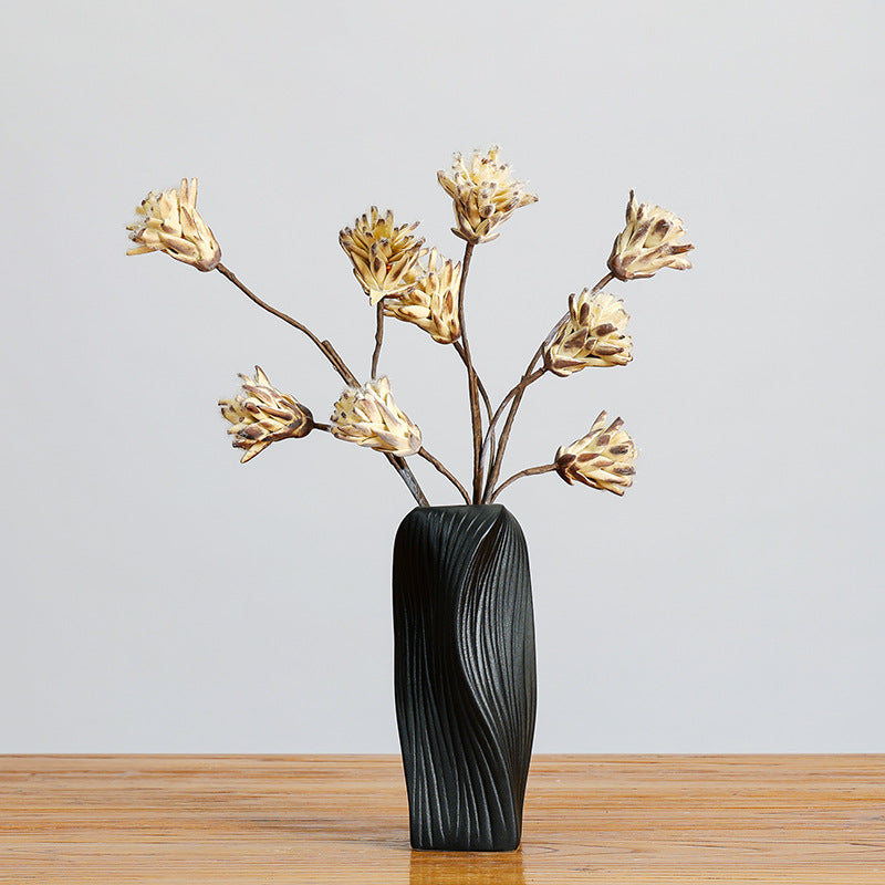 Künstliche Protea Blüte, einzelner Stiel mit 3 Blüten, 44 cm, getrocknete Blumen für rustikale und ländliche Dekoration