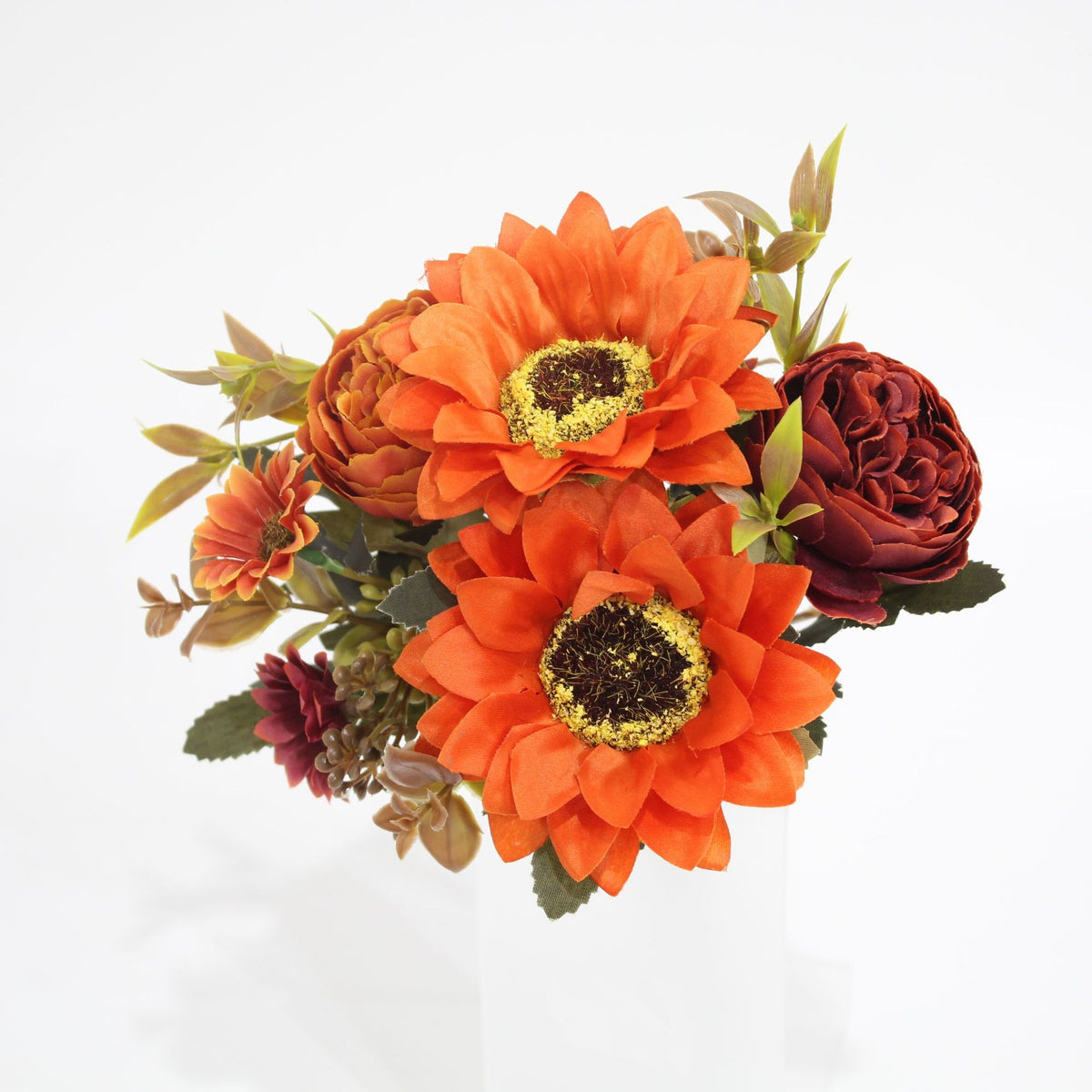 32 cm künstliche Sonnenblumen, Pfingstrosen und Gänseblümchen, Strauß mit 8 Blüten, für Haushalt und Gewerbe