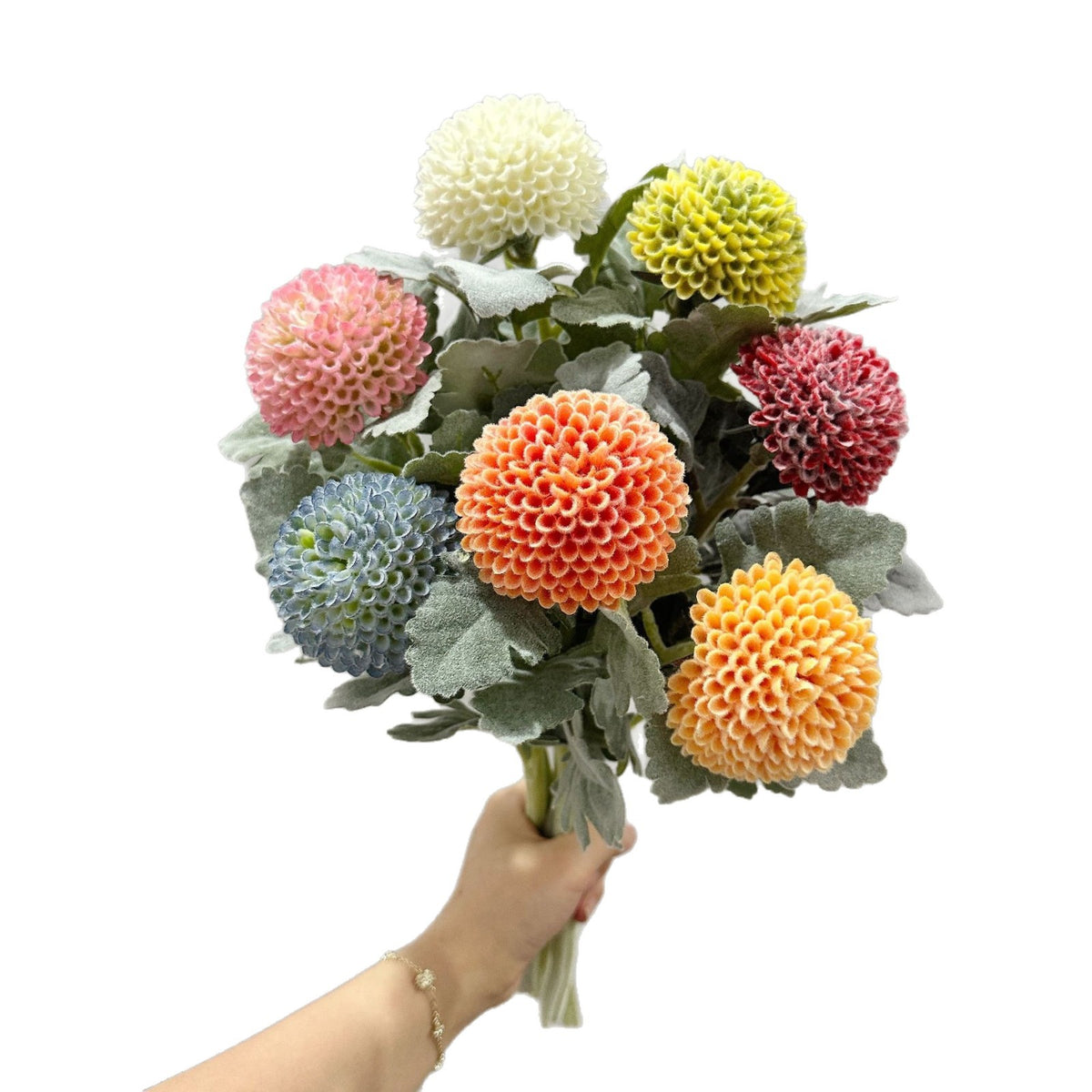 Künstliche Chrysantheme, Single-Stem mit 7 cm Blütenkopf, 37 cm hoch, Flockstoff, für Hochzeitsdekoration und Inneneinrichtung