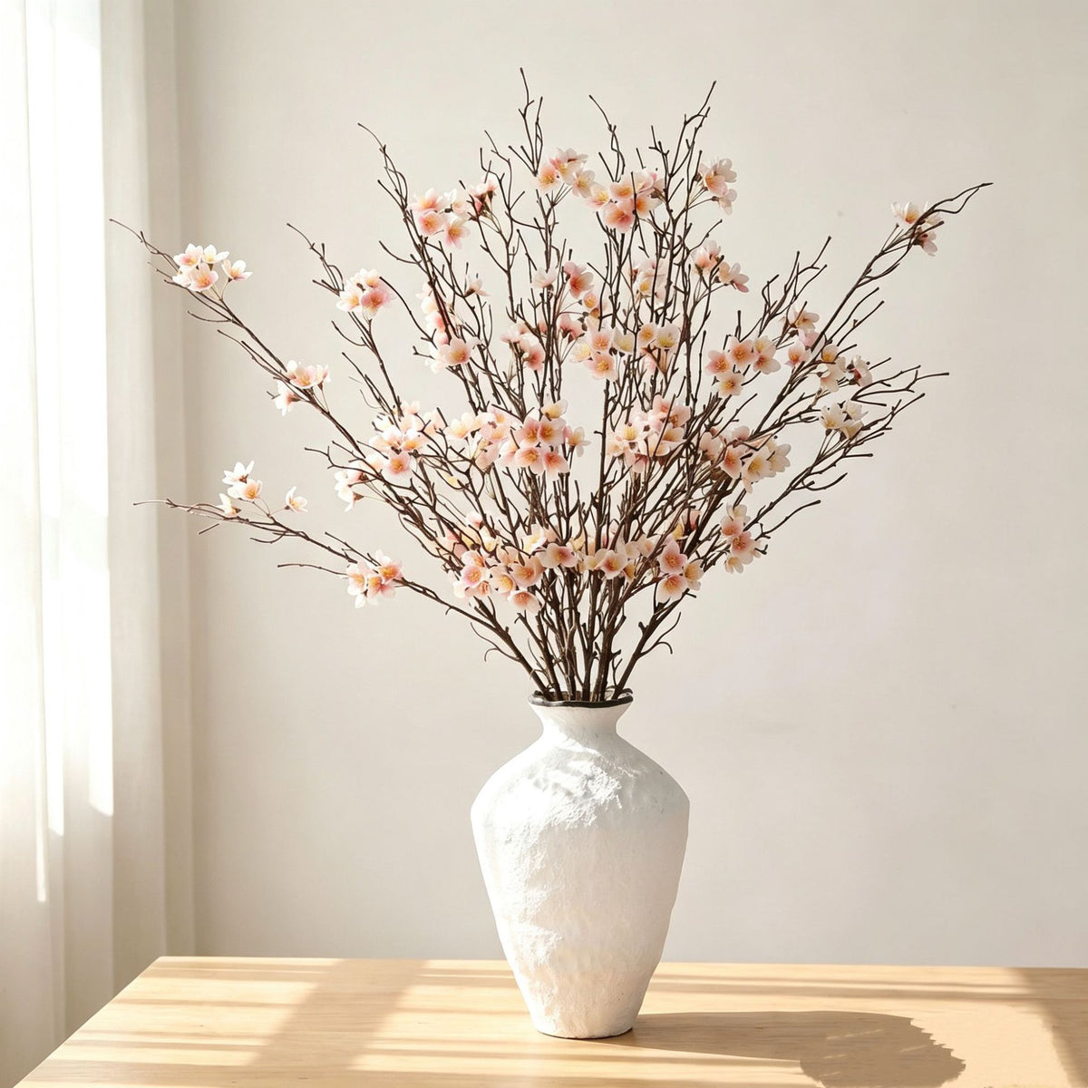 Künstlicher Pflaumenblüten-Zweig, 80 cm, aus Kunststoff, für Hochzeiten, Büros und Innendekoration