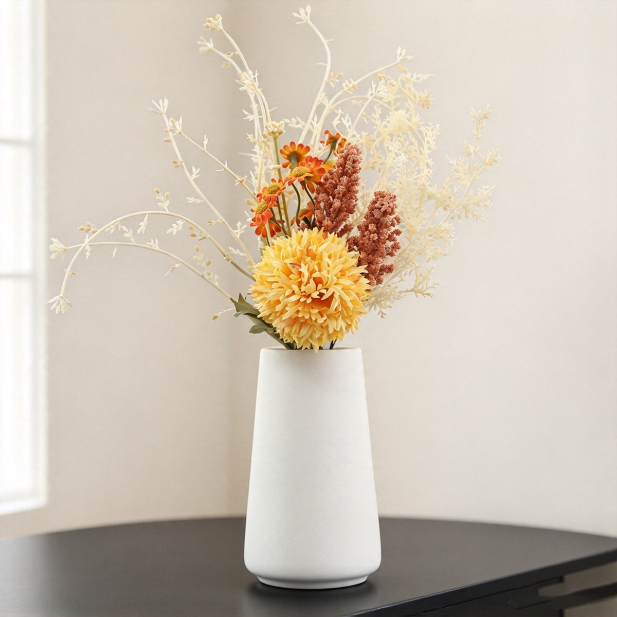 Künstliche Pusteblumen & Weizenähren Bouquet, Kunstblumen-Strauß aus Kunststoff, 35 cm, für Hochzeit, Dekoration und Gewerbe