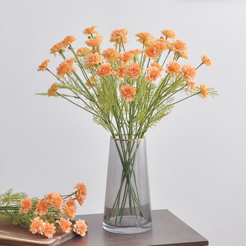 Künstliche Chrysantheme, 1 Stiel mit 4 Blüten, 48 cm, Seidenblumen für Hochzeit, Dekoration, Innenraum