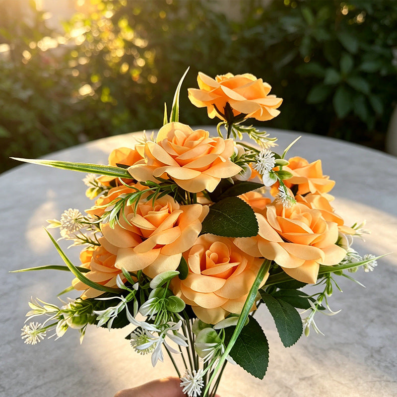 Künstlicher Rosenstrauß mit 18 Blüten, 40 cm hoch, modern, für Hochzeit, Dekoration, Innen- und Außenbereich
