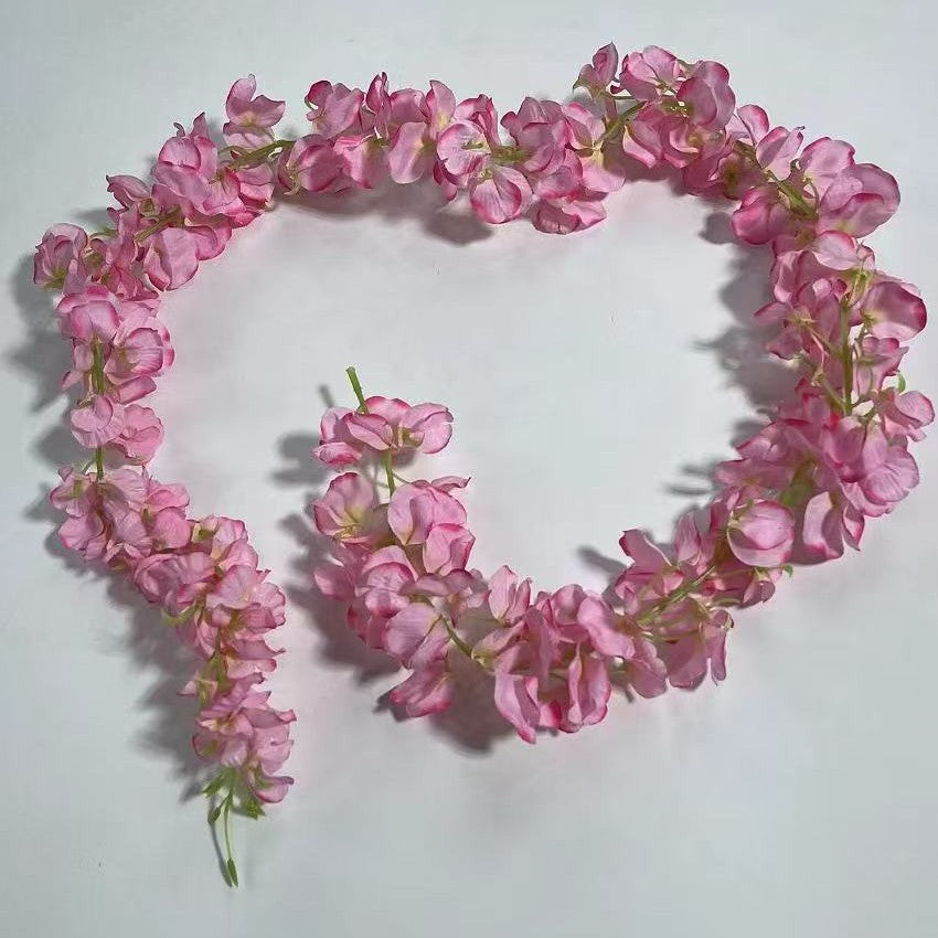 Künstliche Glyzinien-Girlande, 150 cm, Seidenstoff, 168 Blüten, für Hochzeit, Outdoor und Innenraum