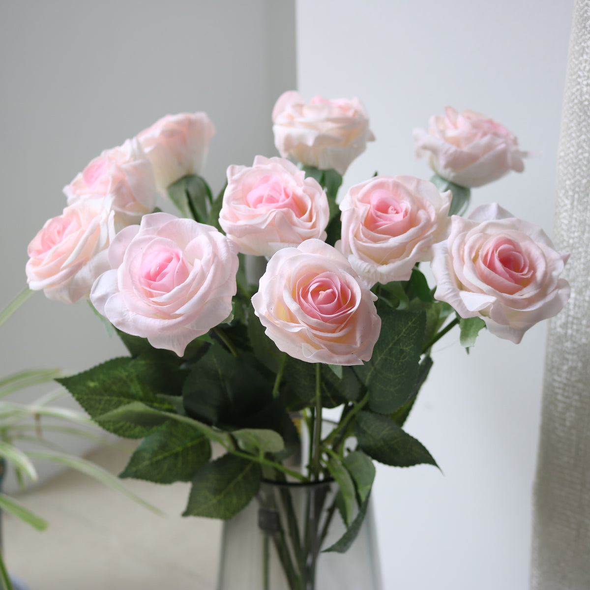 Künstliche Rosenblüten Bouquet aus Seidenstoff, 10 Stück, 43 cm, für Hochzeit, Dekoration, Innenraum