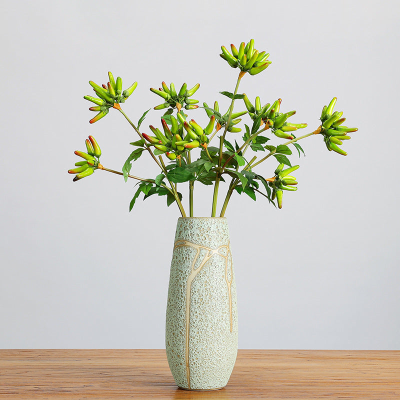 Künstlicher Chili-Zweig, 69 cm, 32 Blüten, einzelner Stiel aus Schaumstoff, für Innenraumdekoration
