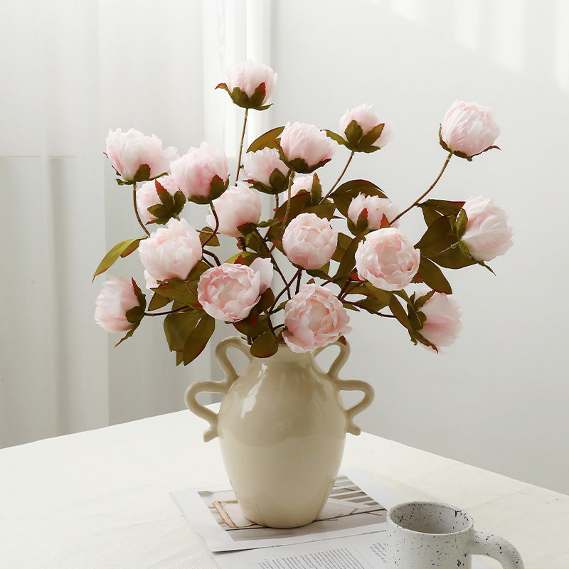Künstliche Pfingstrose, 4 Blüten, Seidenblumen-Busch, 73 cm, für Hochzeit, Dekoration, Gewerbe, Innen & Außen