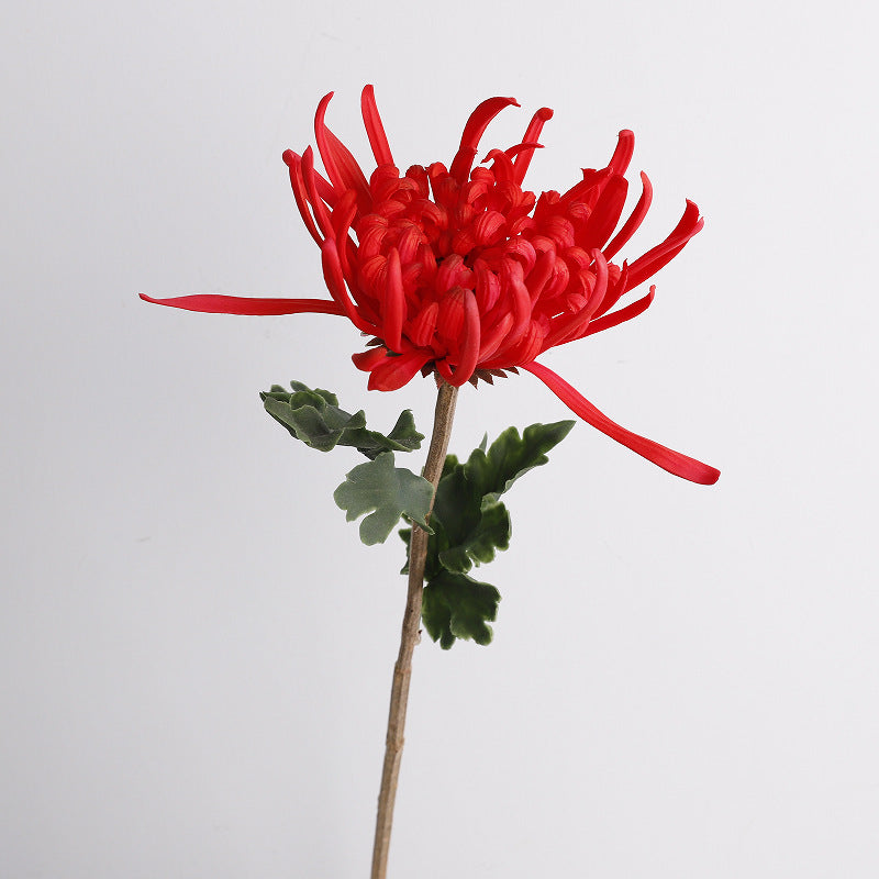 Künstliche Chrysantheme, einzelner Stiel mit 1 Blüte (20 cm Durchmesser), 72 cm hoch, PU-Material, für Hochzeitsdekoration und Innenraum
