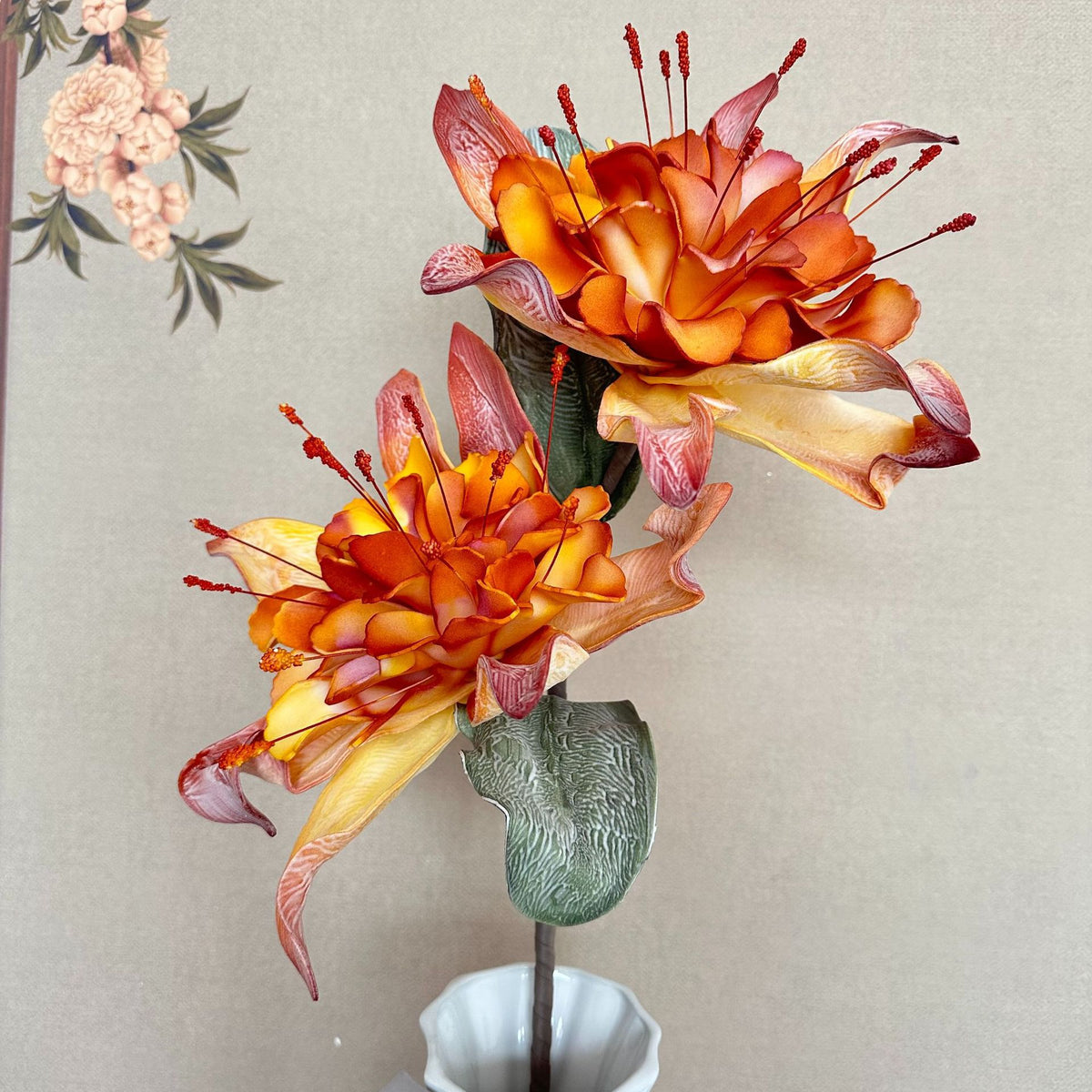 Künstliche Wildblumen, einzelne Stange mit 2 Blüten, 93 cm, für Dekoration, Hochzeit, Ladenlokal