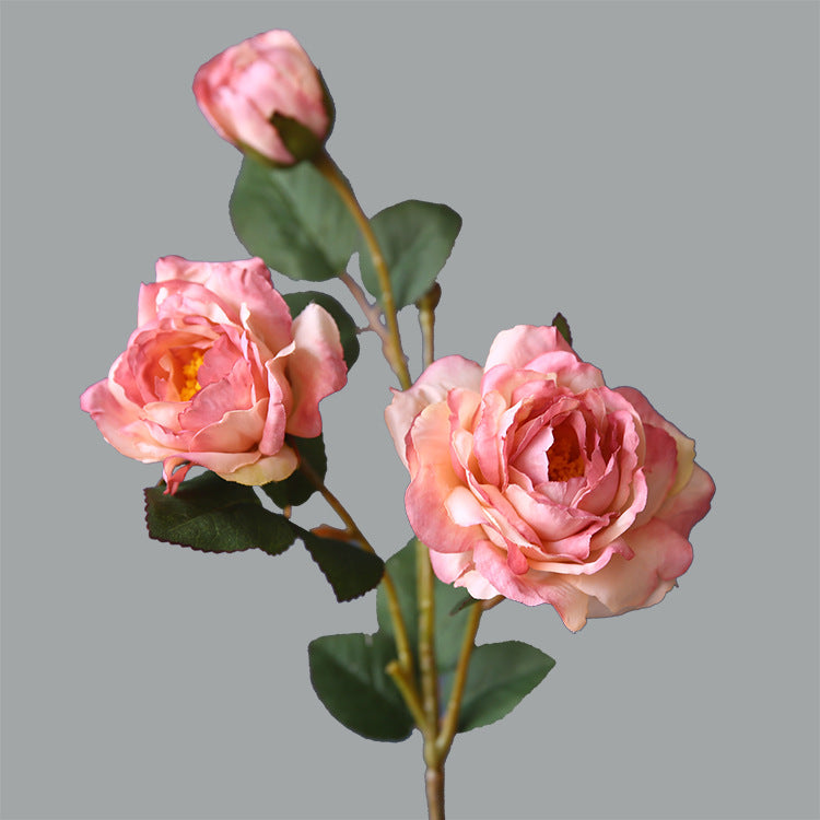 Künstliche Pfingstrose Seidenblume, 53 cm, 3 Blüten, retro ländlich, für Hochzeit Dekoration Shop Fensterbank