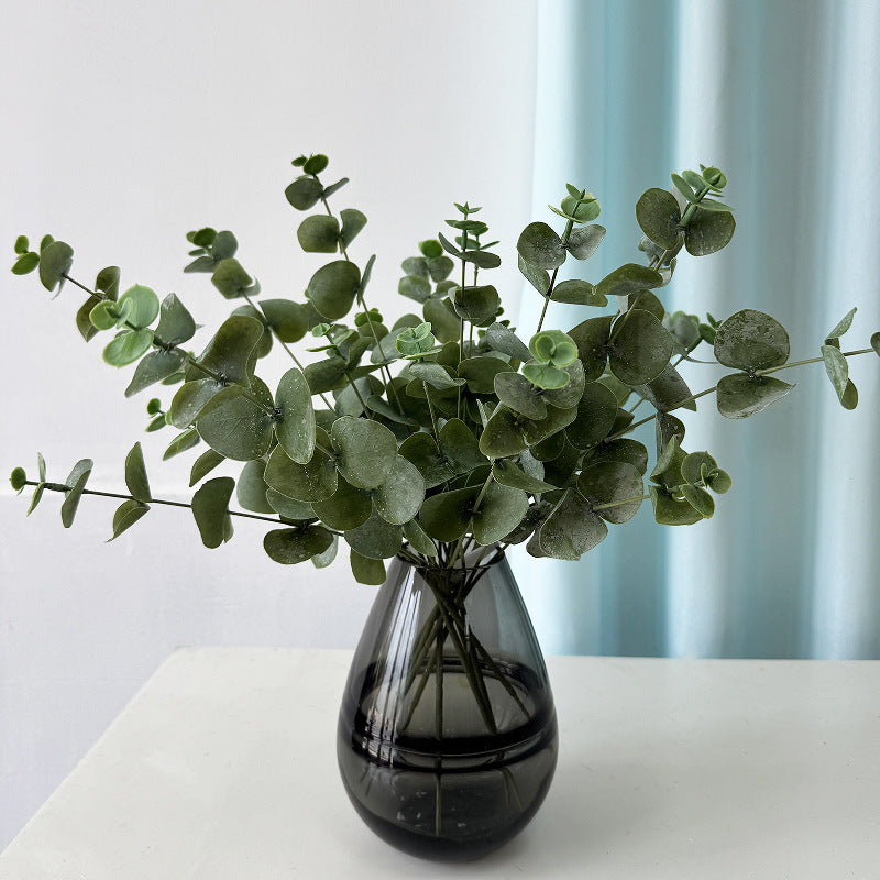 3 Stiele künstliche Eukalyptusblätter, 45 cm, PE/PVC, für Wohnraum, Hochzeiten, Feiertage