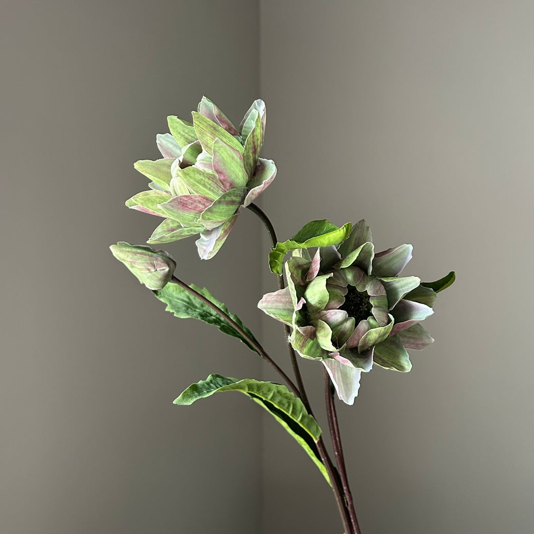 Kunstblume Distel & Ananasblüte, Einzelstiel mit 2 Blüten, 67 cm hoch, Kunststoff, für Hochzeit, Dekoration, Büro