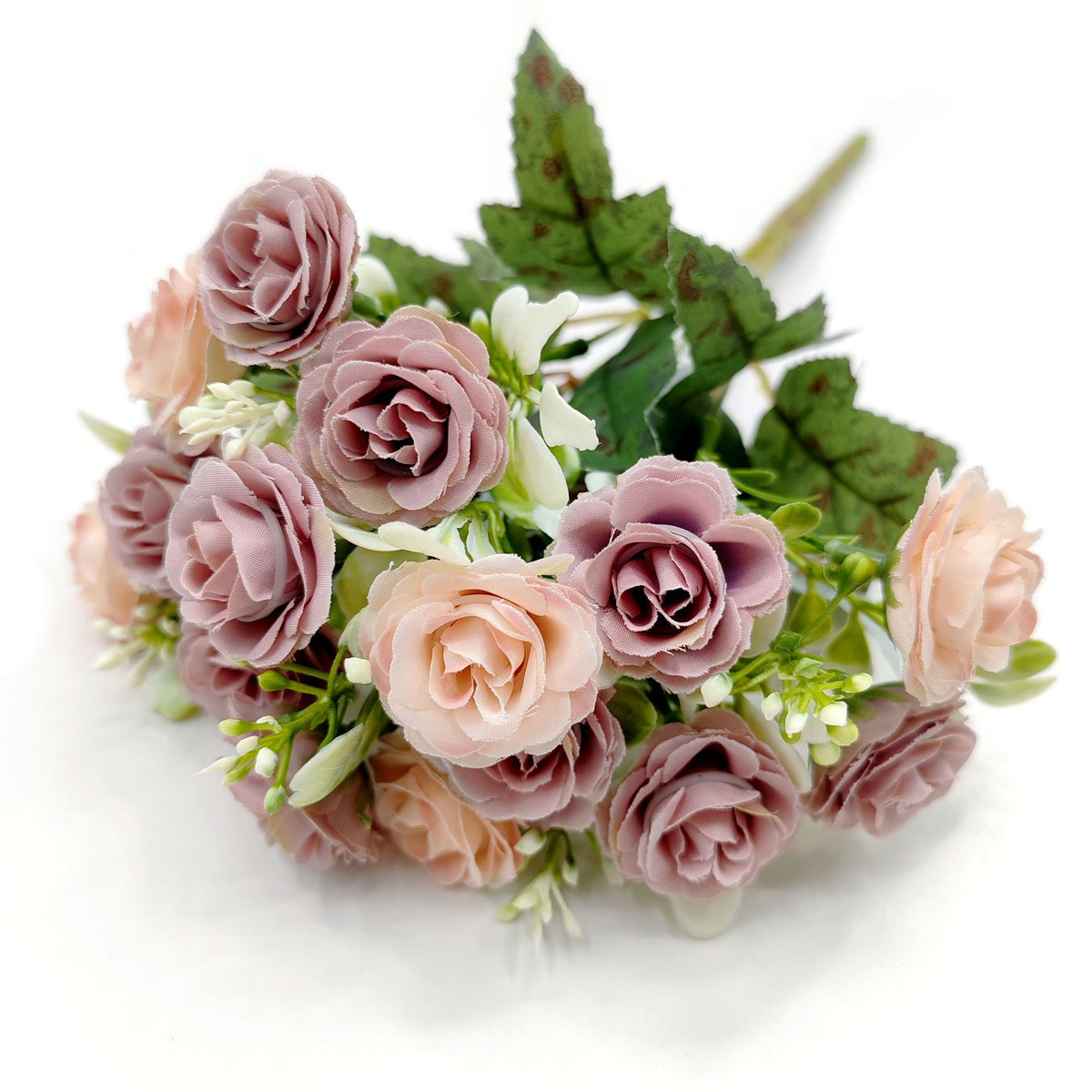 Künstliche Rose, Strauß mit 15 Blüten, 30 cm hoch, Seidenstoff, für Hochzeiten und Innendekoration