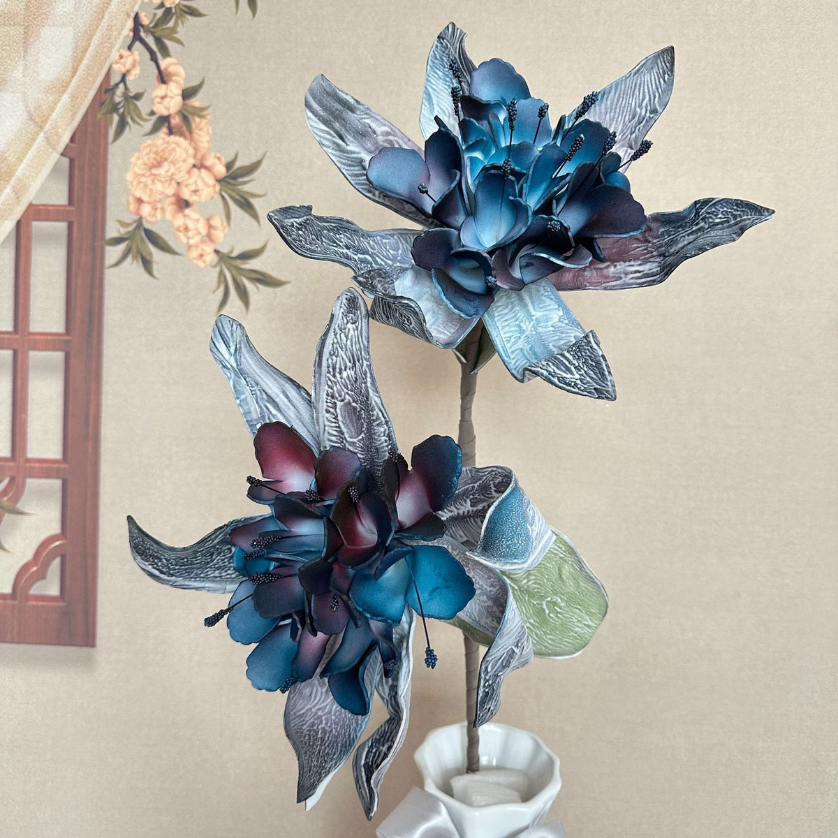 Künstliche Wildblumen, einzelne Stange mit 2 Blüten, 93 cm, für Dekoration, Hochzeit, Ladenlokal