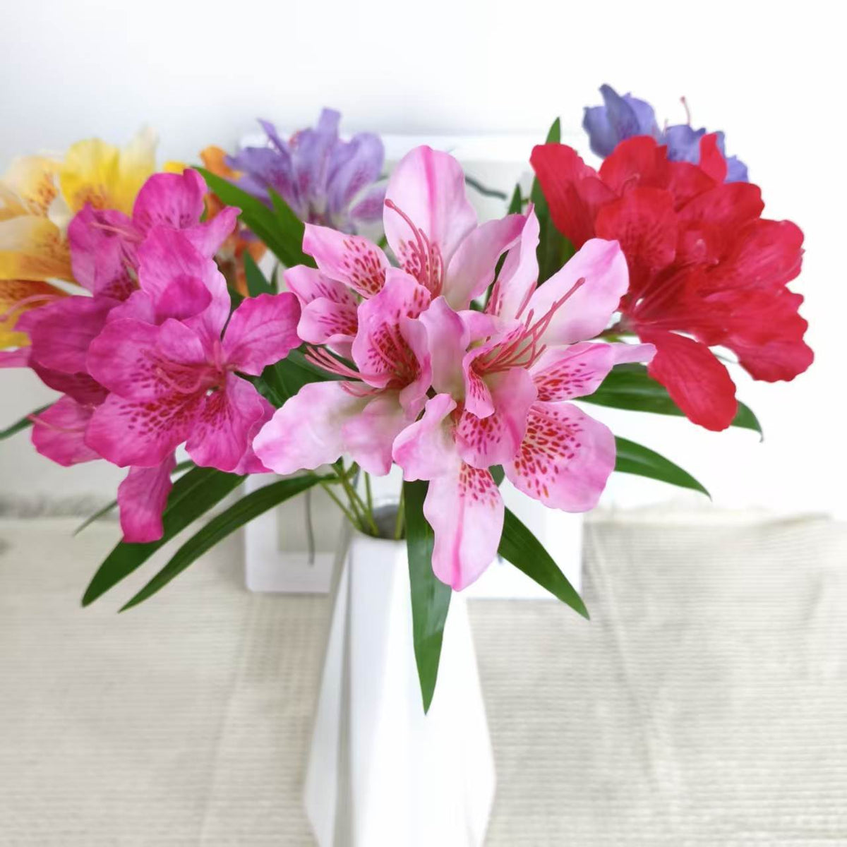Kunstblume Rhododendron, 70 cm hoch, 3 Blüten, aus Seidenstoff, für Hochzeiten und Innendekoration