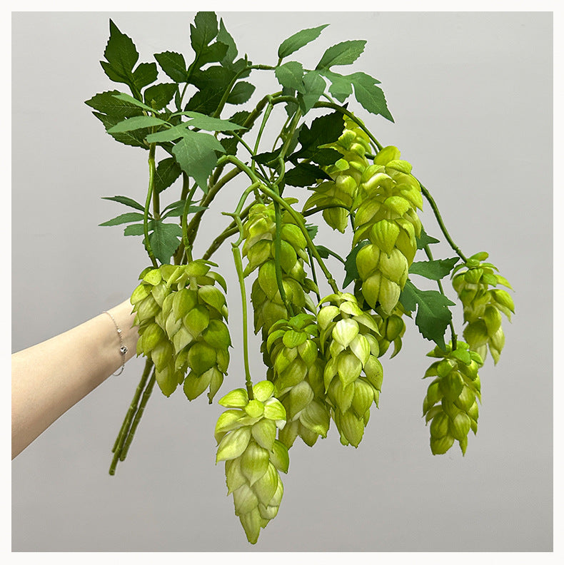 Künstliche Hopfenblüte, einzelner Stiel mit 5 Blüten, 50 cm Höhe, PU-Material, für Hochzeiten und Dekoration