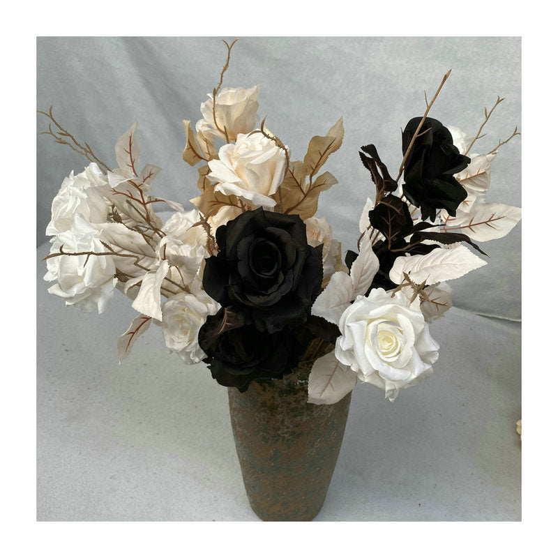 Künstliche Iris-Rose, 1 Stiel mit 2 Blüten, 80 cm Höhe, aus Seidenstoff, für Hochzeiten und Wohnaccessoires