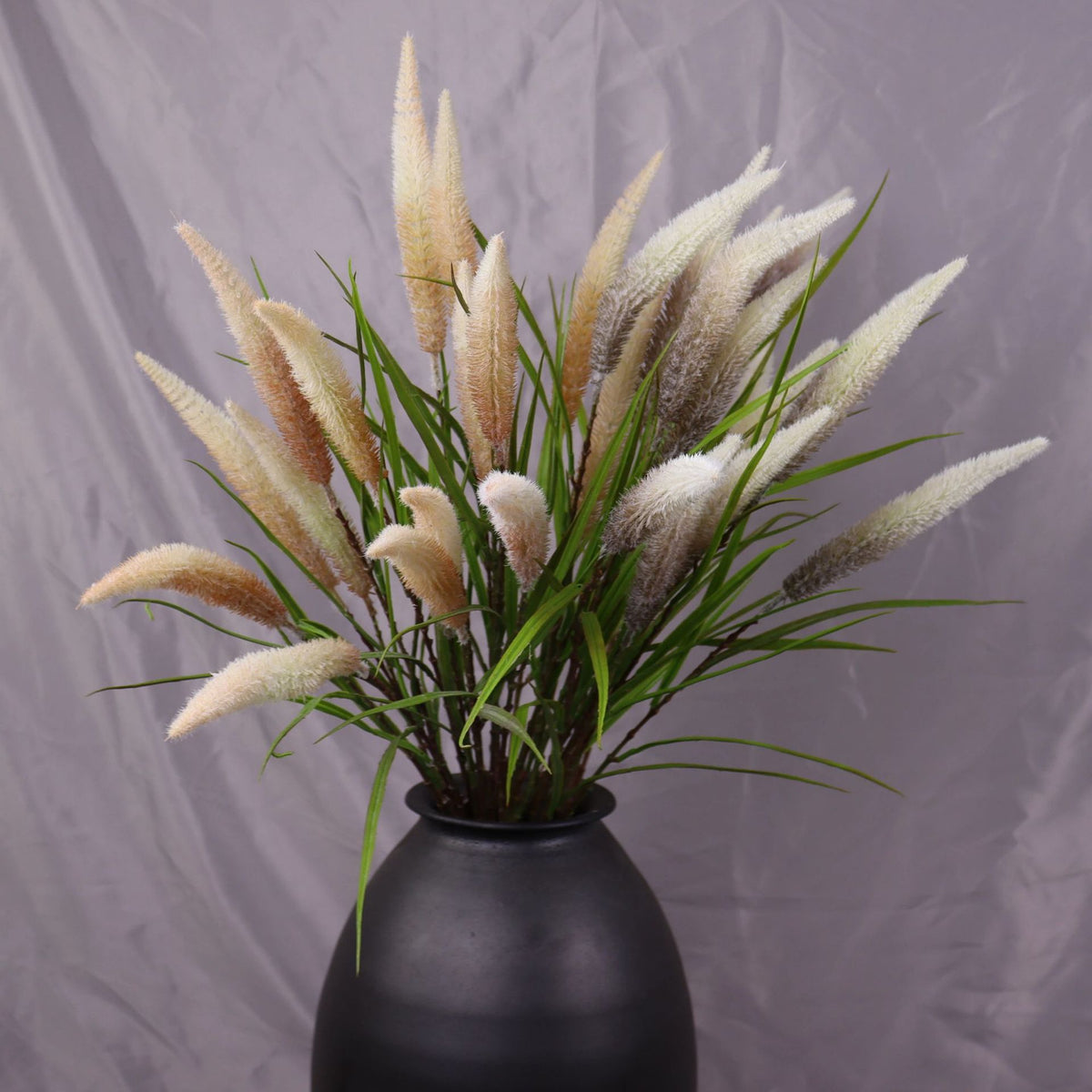 Künstliche Ziergras-Büsche mit 3 Blüten, 101 cm hoch, aus seidenähnlichem Polyester, für Innen- und Außenbereich, Hochzeiten, Geschäftsdekoration