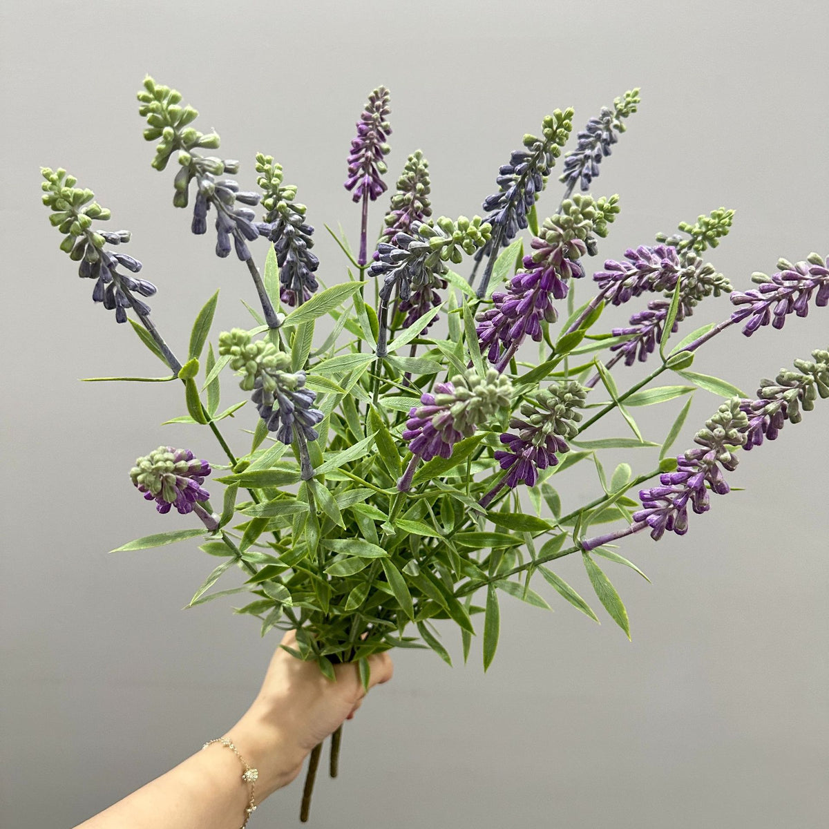 Künstliche Hyazinthen & Lavendel Busch, 48 cm hoch, 5 Blüten, Kunststoff-Deko für Haushalt & Gewerbe