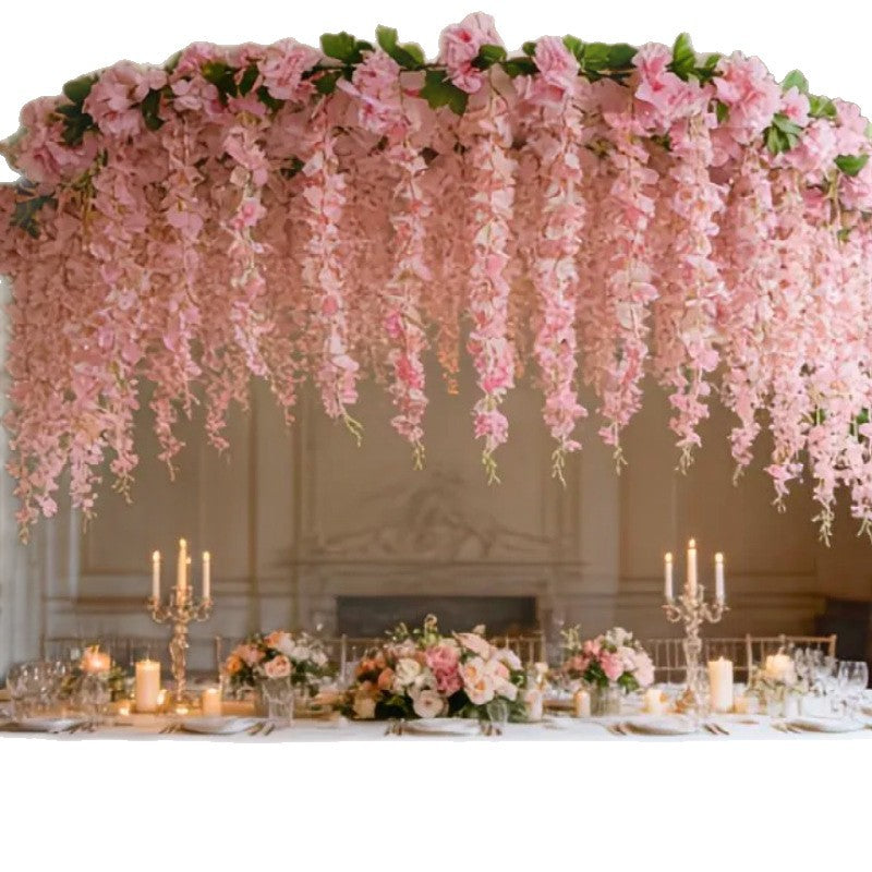 Künstliche Wisteria-Girlande, 230 cm, aus seidenähnlichem Polyester, für Innendekoration, Hochzeiten und Gewerberäume