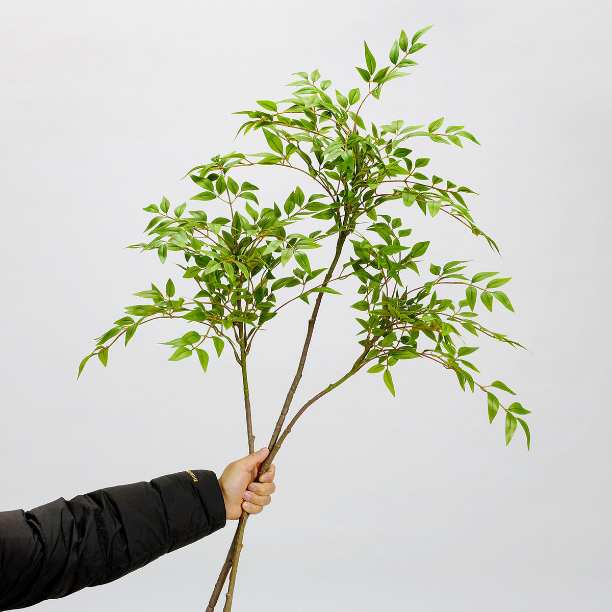 Künstlicher Nandina-Zweig, 110 cm, Einzelstiel mit 22 Blättern, für Innenraumdekoration, Hochzeitsfloristik und Gewerberäume