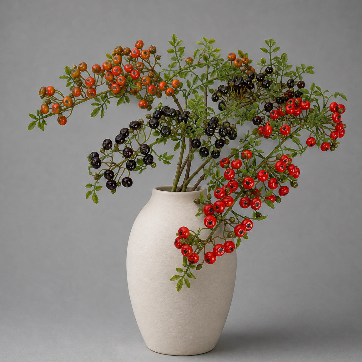 Künstliche Glücksbeeren, Busch mit roten Beeren, 87 cm, für Hochzeitsdekoration, Innenraum und Gewerbe