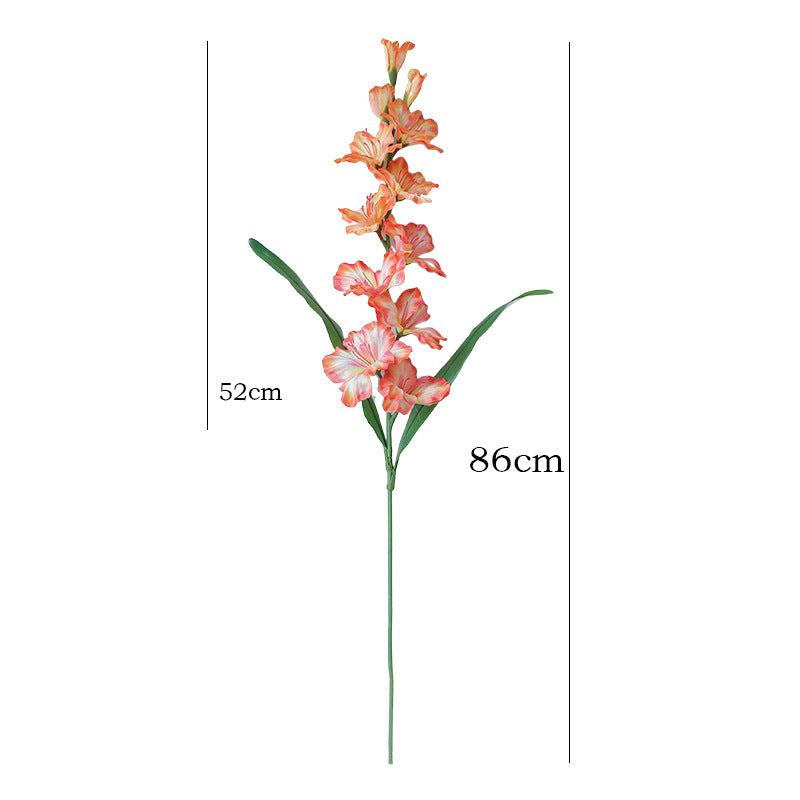 Künstliche Gladiole, einzelner Stiel mit 12 Blüten, 86 cm Höhe, aus Seidenstoff, für Hochzeiten und Innendekoration
