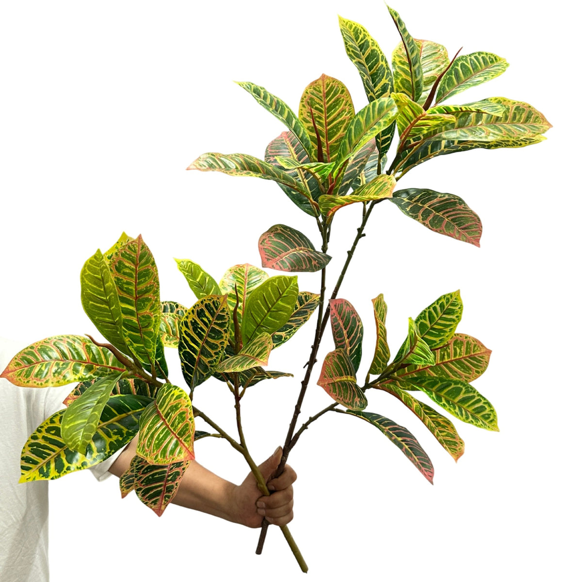 Künstliche Croton-Pflanze, 64 cm, für Innen- und Außenbereich, PE/PVC-Material