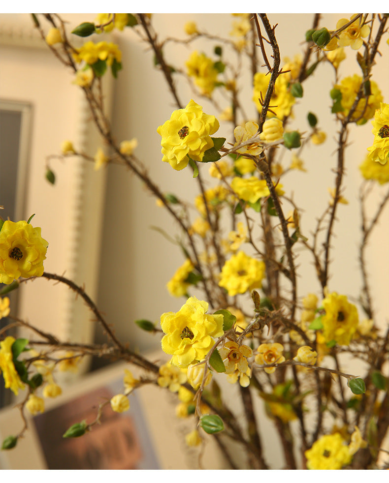 Künstliche Christusdorn-Blüte, Einzelstiel mit 8 Blüten, 91 cm, aus Seidenstoff, für Innendekoration