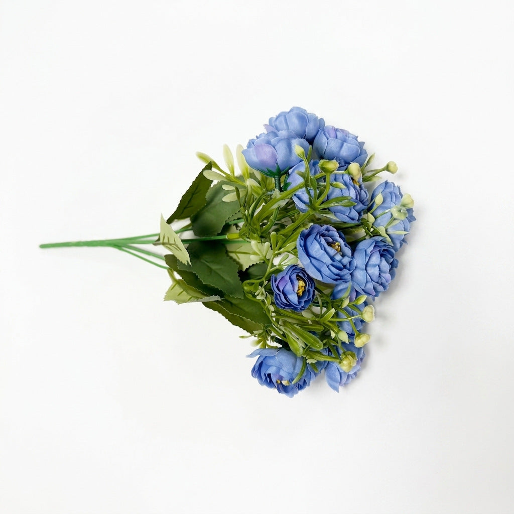 Künstliche Rosenbüschel mit 15 Blüten, 34 cm hoch, aus Seidenstoff, für Hochzeit, Dekoration, Innenraum