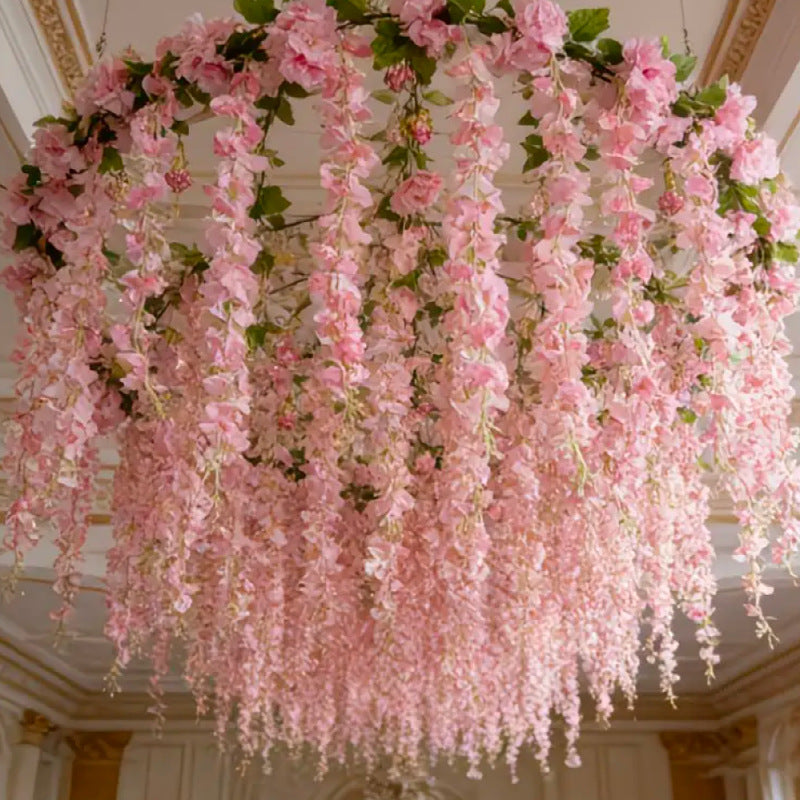 Künstliche Wisteria-Girlande, 230 cm, aus seidenähnlichem Polyester, für Innendekoration, Hochzeiten und Gewerberäume