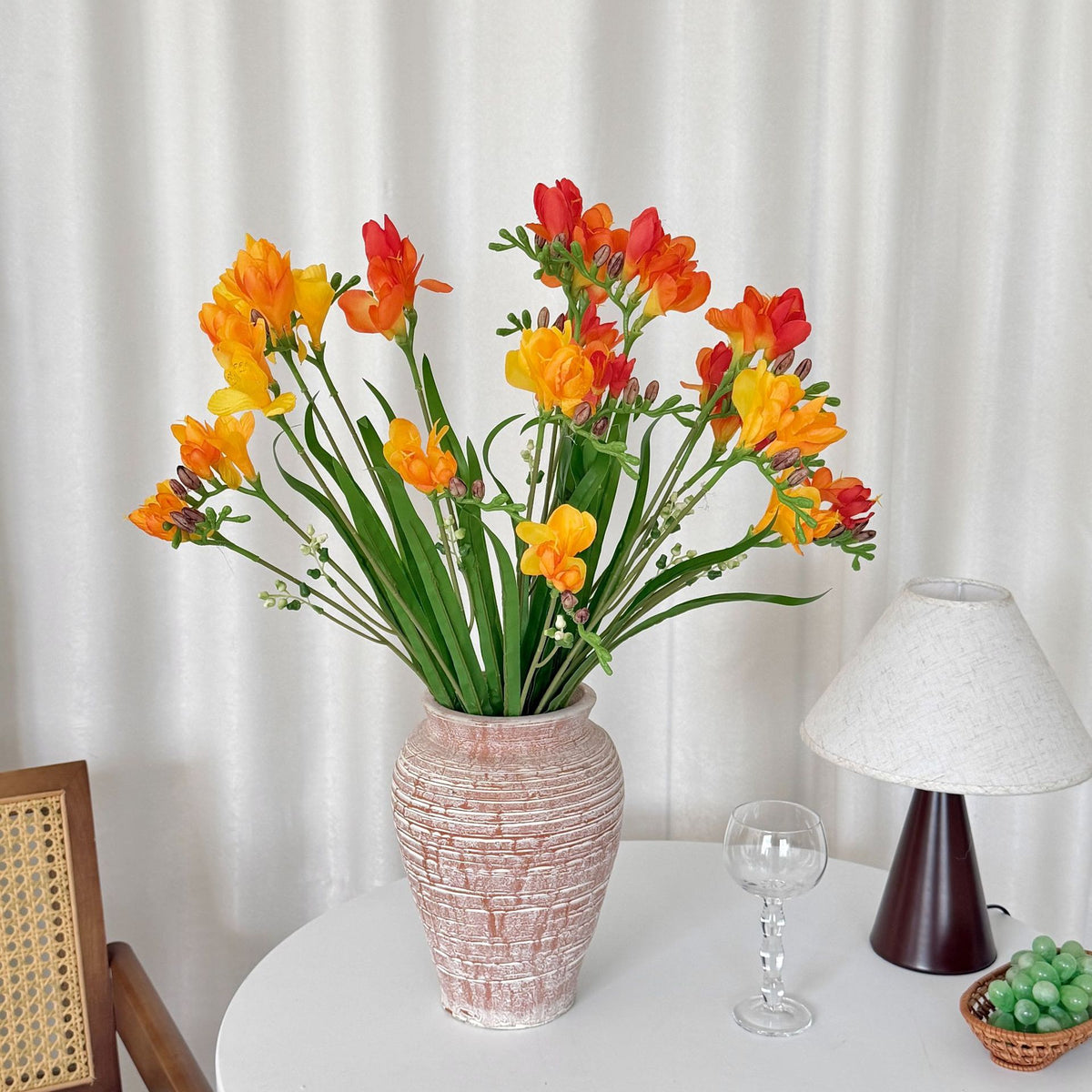 Künstliche Orchideen im Bush-Stil, 6 Blüten, 60 cm Höhe, aus Seidenstoff, für Hochzeiten und Innendekoration