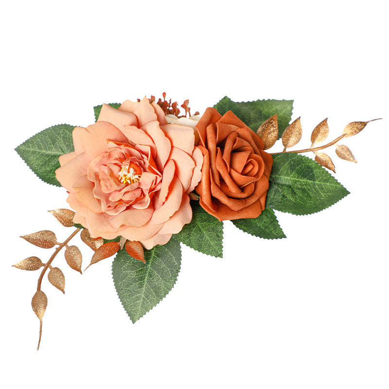 Künstliche Rosen, 3 Blüten, 24 cm, retro Design, Kunststoff, Hochzeits- und Schaufensterdekoration