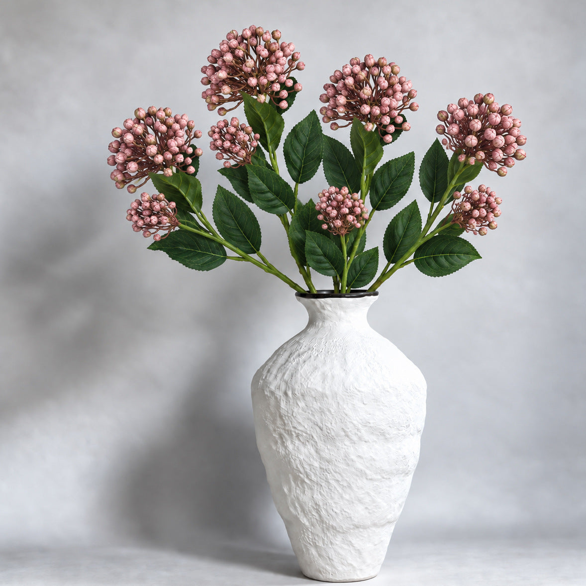 Künstlicher Wildfrucht-Zweig, Kunstblumen-Busch mit 2 Fruchtköpfen, Kunststoff, 54,5 cm, für Deko & Hochzeit