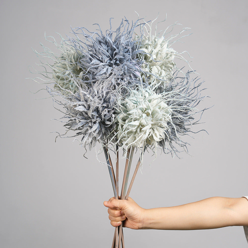 Künstliche Blume, Einzelstiel mit 1 Blütenkopf, Blitzkugel, 75 cm hoch, 25 cm Durchmesser, aus Seidenstoff, für Hochzeiten, Innen- und Außendekoration