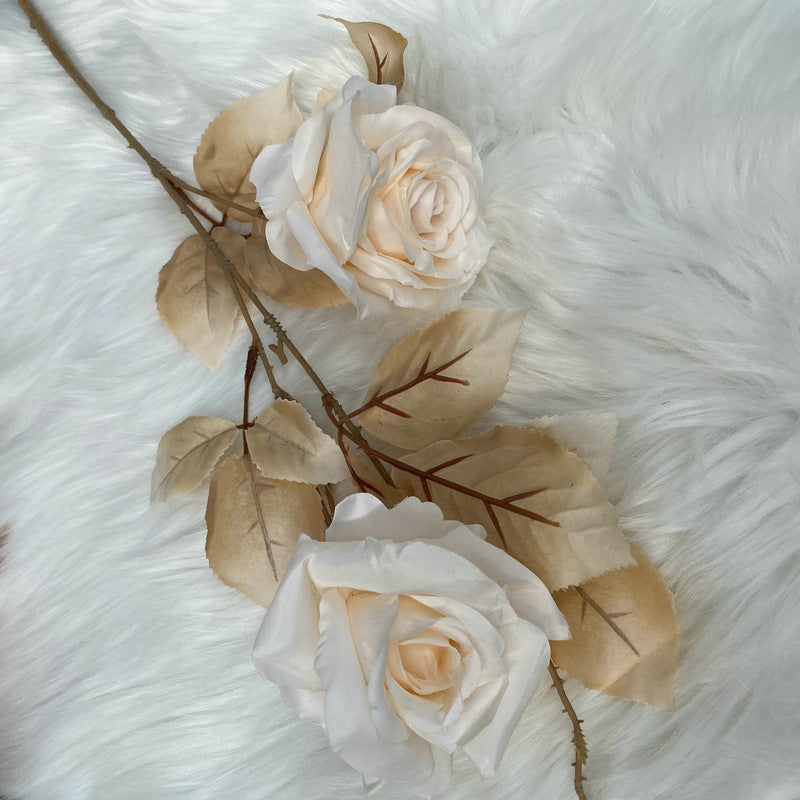 Künstliche Iris-Rose, 1 Stiel mit 2 Blüten, 80 cm Höhe, aus Seidenstoff, für Hochzeiten und Wohnaccessoires