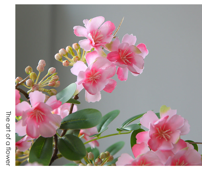 Künstliche Blume, 74 cm, Seidenstoff, Einzelstiel mit 30 Blüten, Weiß/Rosa, für Zuhause, Hotel, Schaufenster