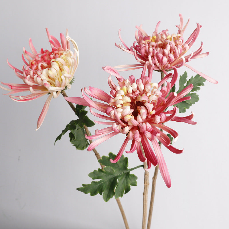 Künstliche Chrysantheme, einzelner Stiel mit 1 Blüte (20 cm Durchmesser), 72 cm hoch, PU-Material, für Hochzeitsdekoration und Innenraum