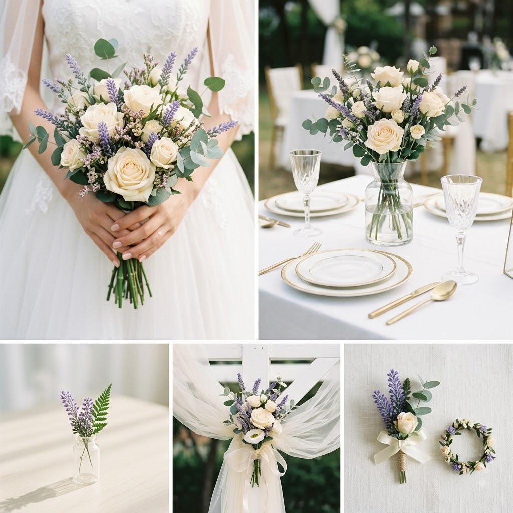50er Pack Kunststoff Lavendelblüten, je 10 cm, für Hochzeiten, Dekoration, Innen- und Außenbereich
