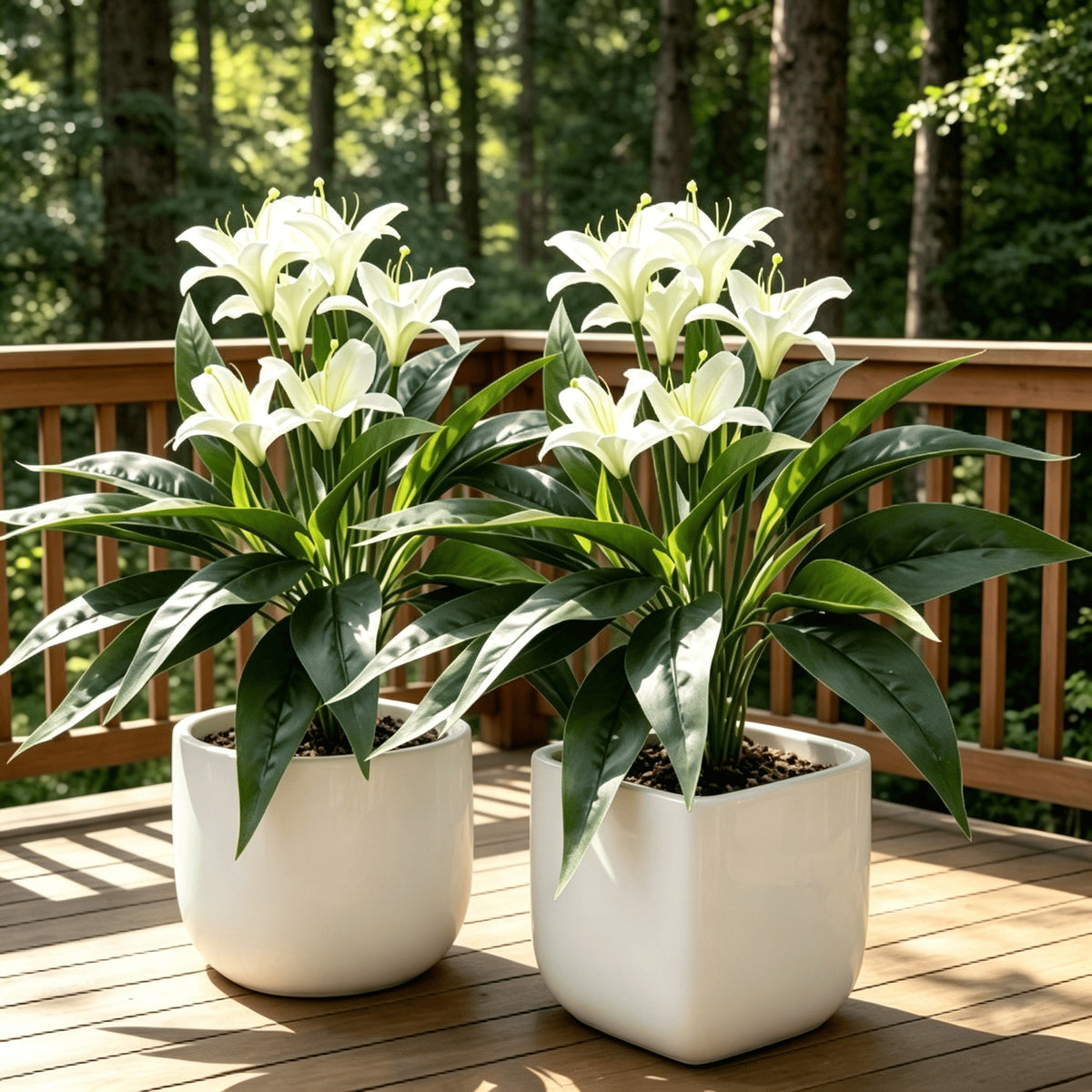 Künstliche Lilienstrauß, 3 Blüten, UV-beständig für Innen- und Außenbereich
