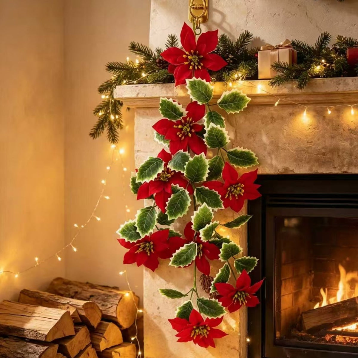 Künstliche Weihnachtsranke aus Kunststoff, 60 cm Länge, moderne Deko für Haushalt, Gewerbe und Events