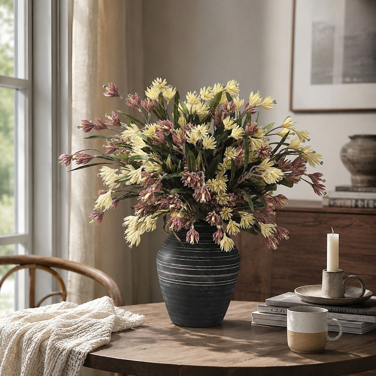 61 cm künstliche Magnolienblüten, Strauß mit 9 Blüten, Dekoblumen für Zuhause, Hotel & Gewerbe