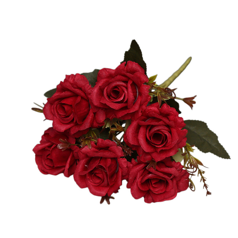 Retro-Stil künstliche Rose, 6-Blüten-Busch, 30 cm, aus Seidenstoff, für Hochzeiten und Inneneinrichtung