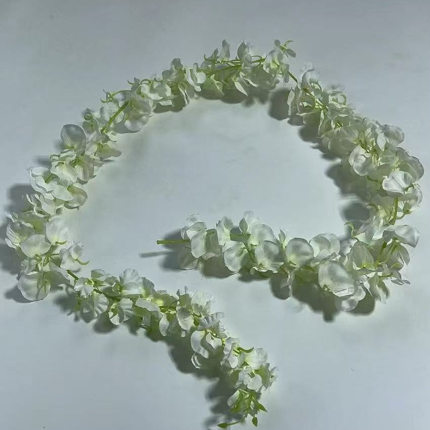 Künstliche Glyzinien-Girlande, 150 cm, Seidenstoff, 168 Blüten, für Hochzeit, Outdoor und Innenraum