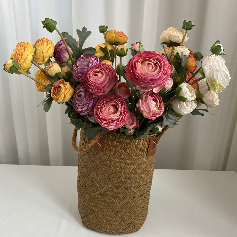 Künstliche Seidenblumenstrauß mit 9 Blüten, 55 cm, ländlicher Stil, für Hochzeiten und Innendekoration