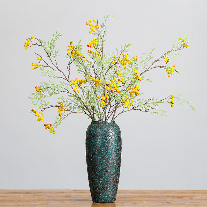 Künstlicher Coriaria-Zweig mit Blättern und Früchten, 98 cm, einzelner Stiel, für Innendekoration und Floristik