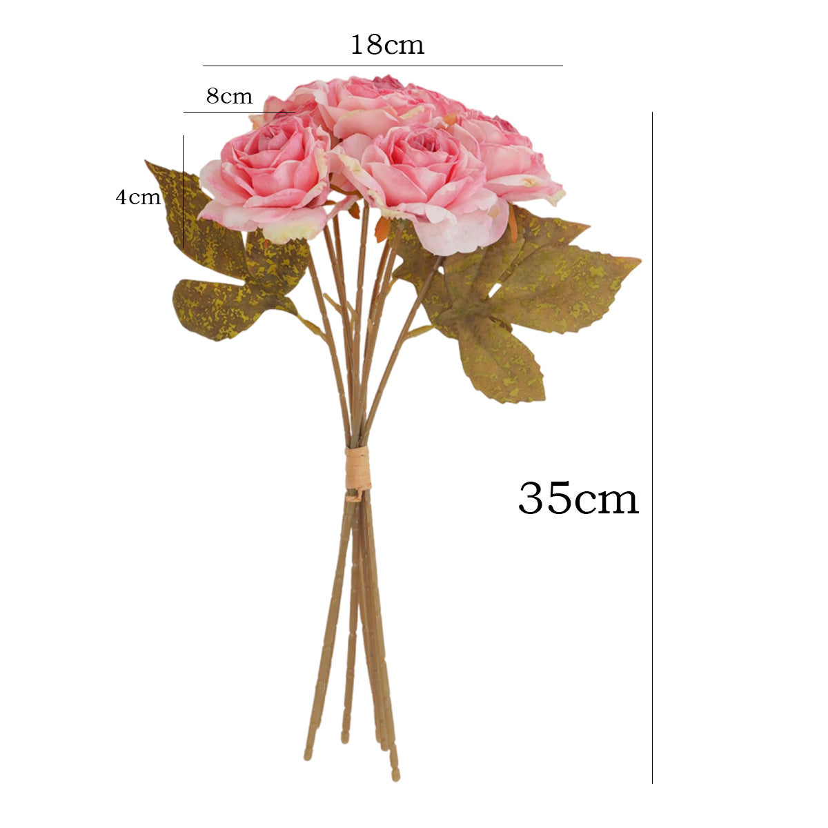 7-Blüten-Rosenstrauß, künstliche Vintage-Rosen, 35 cm, für Hochzeit, Dekoration, Innenraum